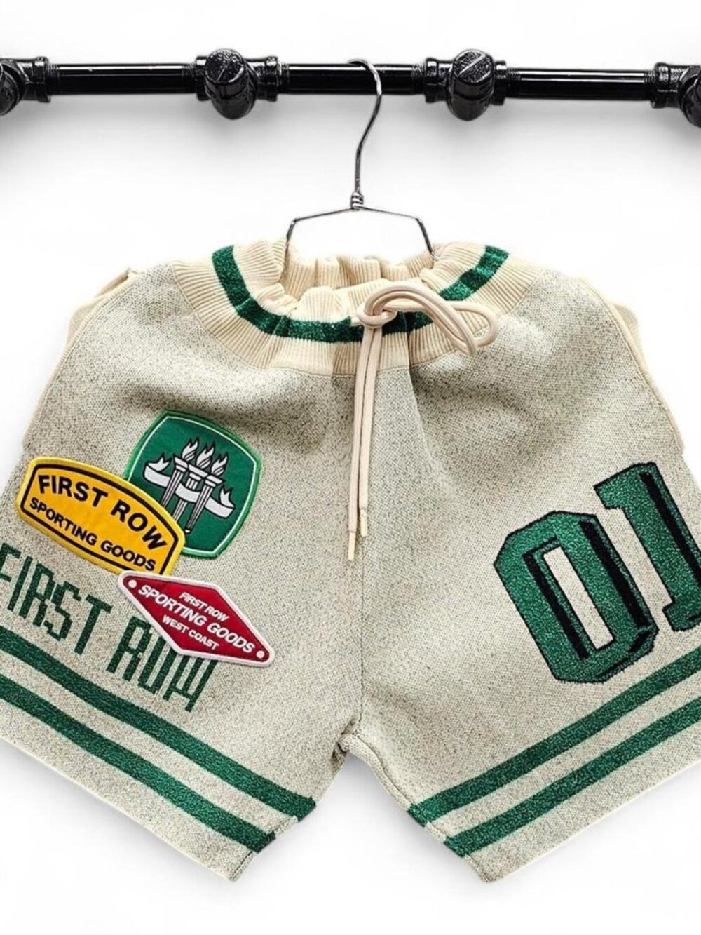 First Row Varsity Jacquard Knit Short in cream
